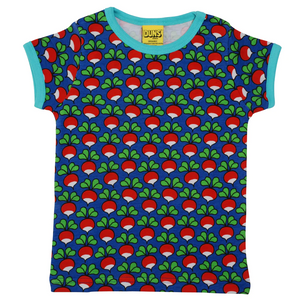 Duns Short Sleeve Top - Radish - Strong Blue