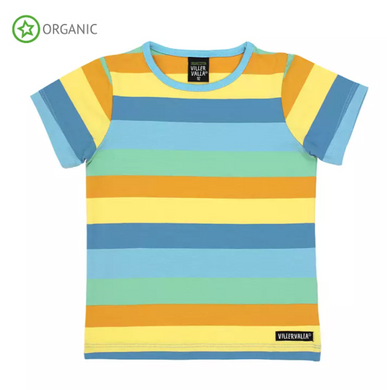 Villervalla Short Sleeve Top - Stripe - Beach