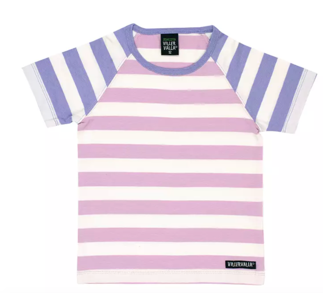 Villervalla Short Sleeve Top - Stripe - Lavender/Bloom
