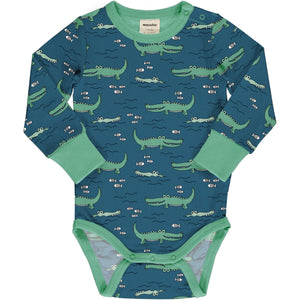 Meyadey Long Sleeve Bodysuit (vest) - Crocodile Water