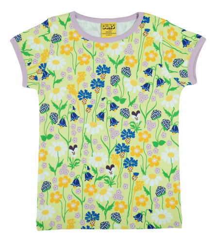 Duns Midsummer Flowers Green Short Sleeve Top