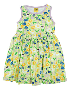 Duns Midsummer Flowers Green Sleeveless Gather Dress