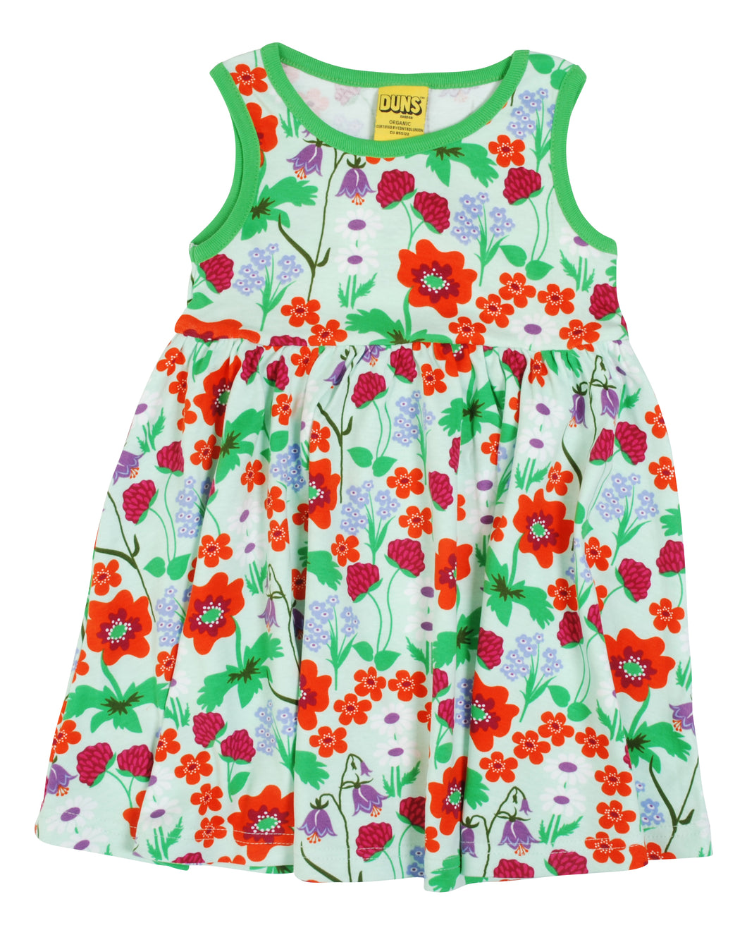 Duns  Sleeveless Gather Dress - Summer Flowers - Bay Green