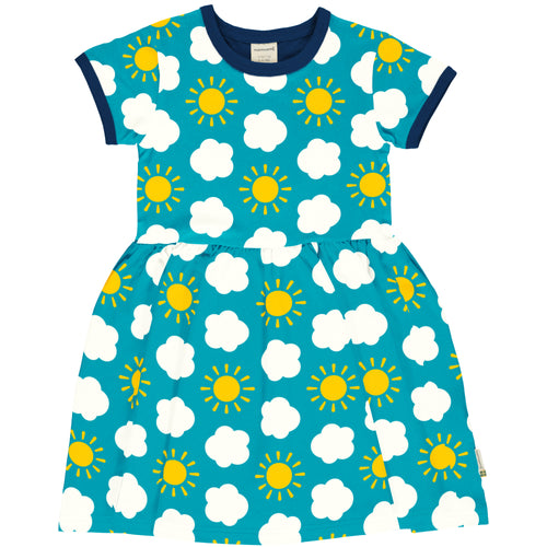 Maxomorra  Short Sleeve Spin Dress - Sky