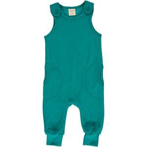 Maxomorra Velour Playsuit - Lagoon