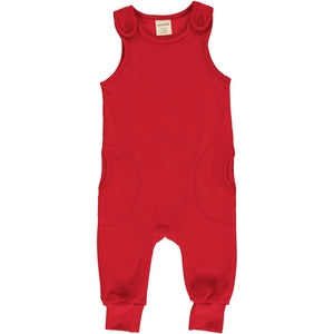 Maxomorra Velour Playsuit - Ruby