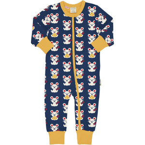 Maxomorra - Long Sleeved Rompersuit (Zipsuit) - Mouse