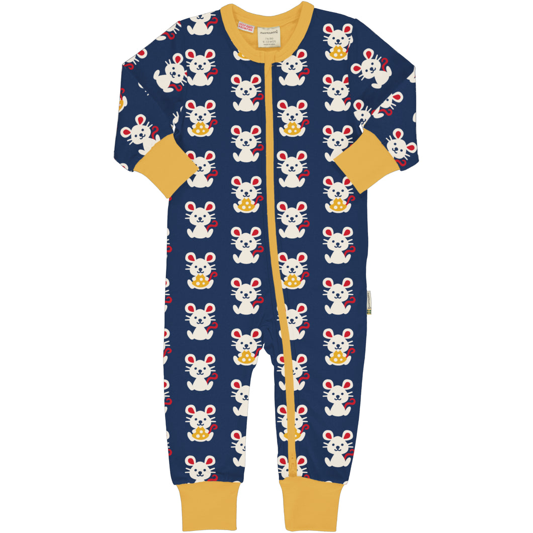 Maxomorra - Long Sleeved Rompersuit (Zipsuit) - Mouse