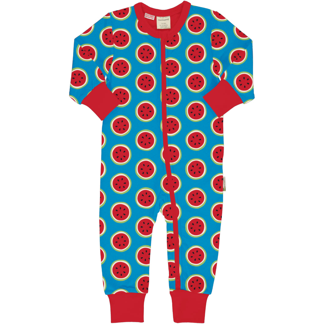 Maxomorra - Long Sleeved Rompersuit (Zipsuit) - Watermelon