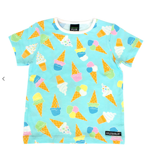 Villervalla Short Sleeve Top - Ice Cream - Light Aqua