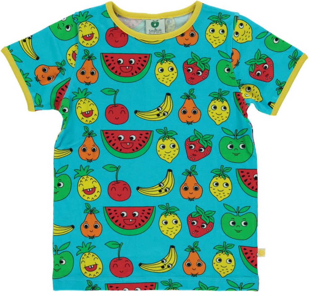 Småfolk T-shirt - Fruit - Blue Atoll