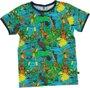Småfolk T-shirt - Jungle - Ocean Blue