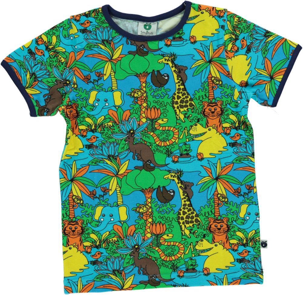 Småfolk T-shirt - Jungle - Ocean Blue